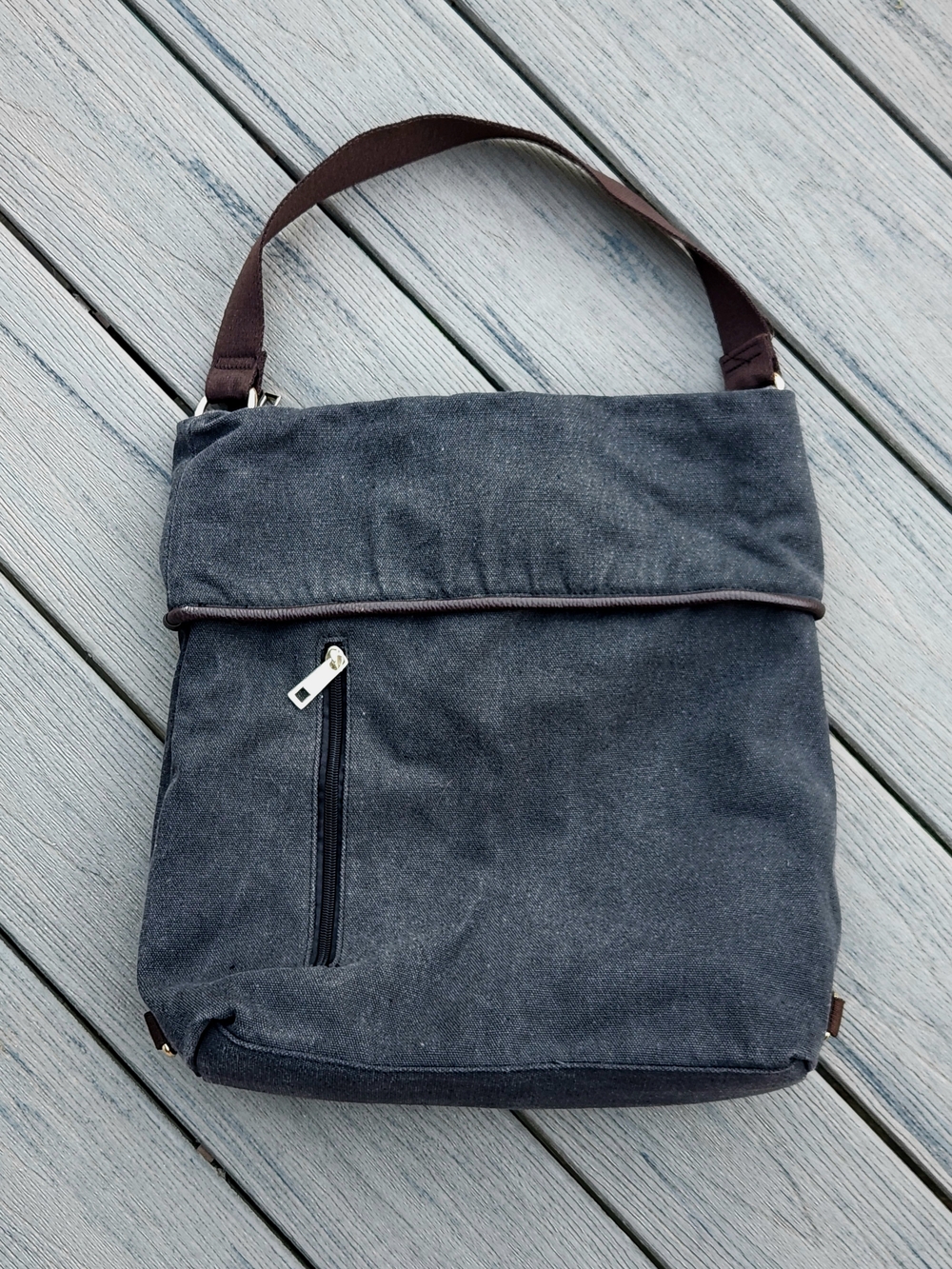 Everyday Dark Gray Canvas Hobo Bag with Top Handle